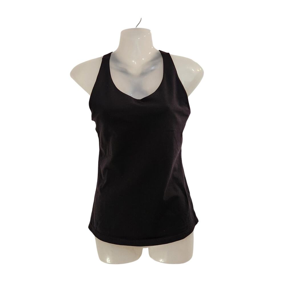 Prana Criss Cross Back Athletic Tank Top Removable Pads Black Size Small